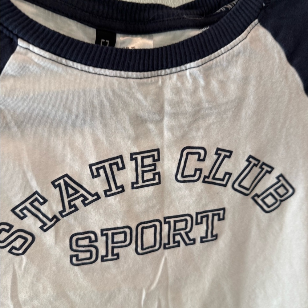 Divided By H&M Navy & White Cropped Tee State Club Sport  Size XS - Picture 4 of 9